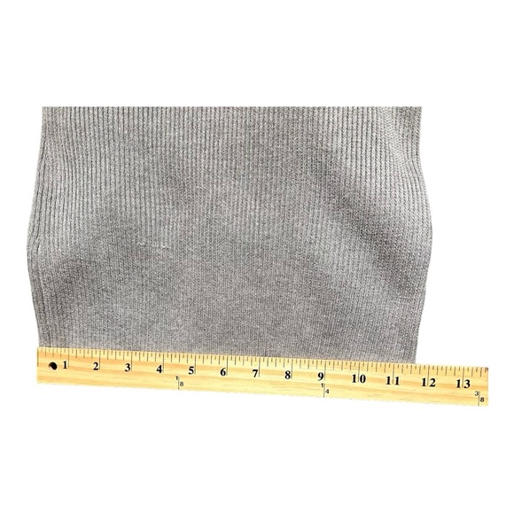 By Design Sweater Pull Over Heather Grey Black Ruffle Sleeve Scoop Neck Size L - Picture 6 of 9